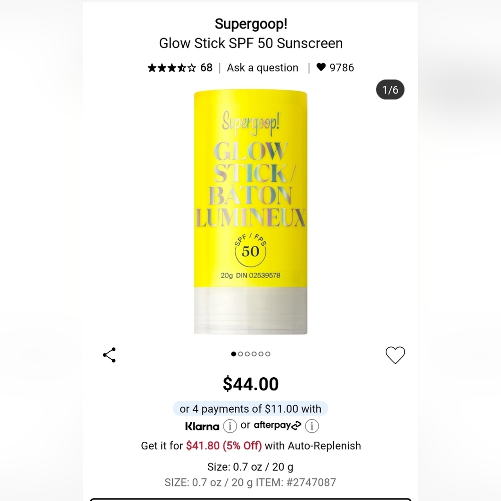 New Supergoop! SPF 50 Glow Stick Sunscreen